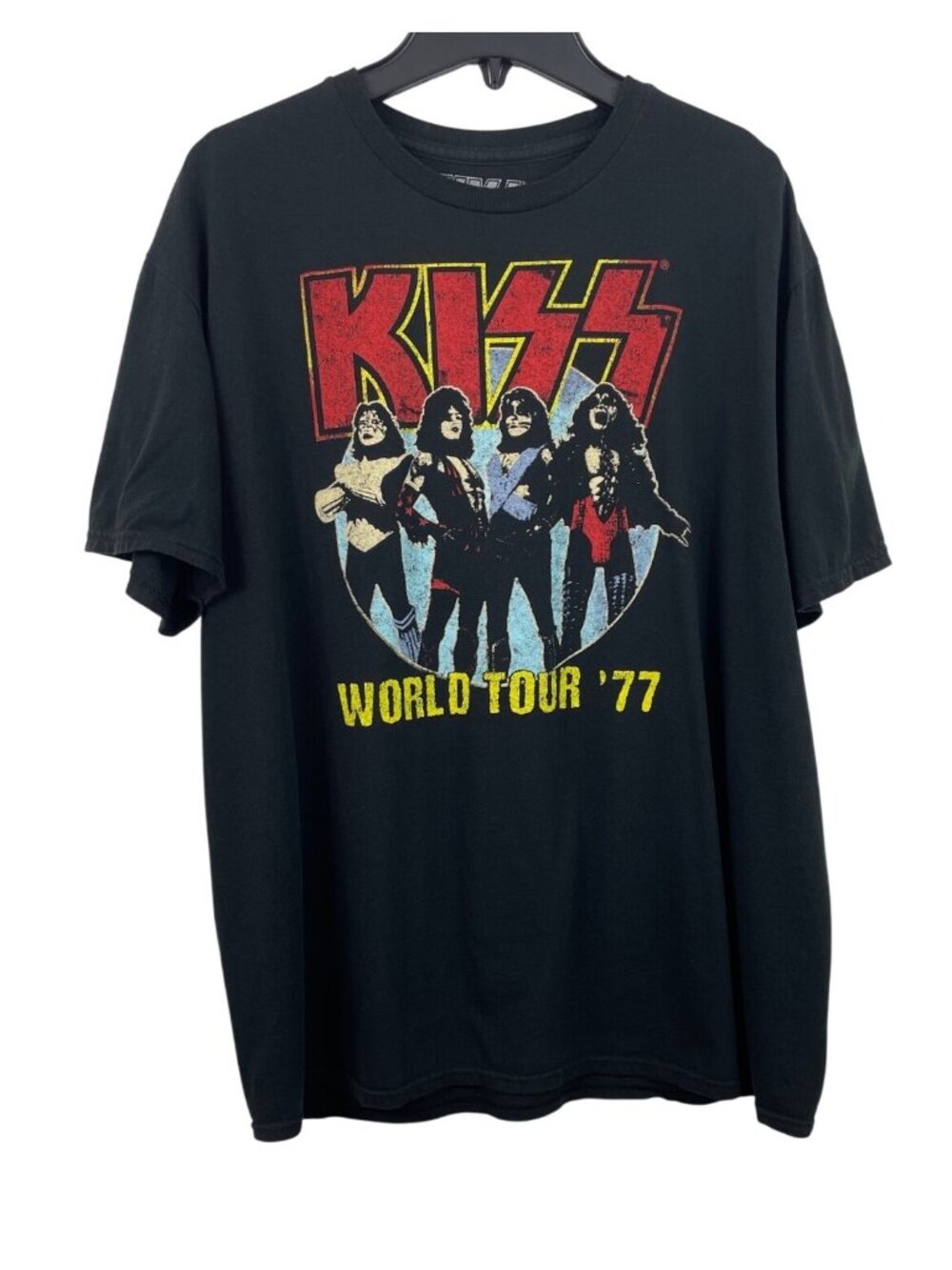 KISS World Tour 77 Graphic T-Shirt Black XL 100% Cotton Short Sleeve